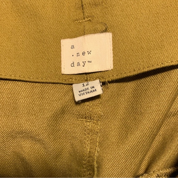 Olive Green Paperbag Waist, Belted, High Waist Ankle Pants - Picture 4 of 7